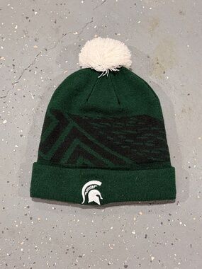 Nike Michigan State Spartans Green Pom Beanie with White Swoosh